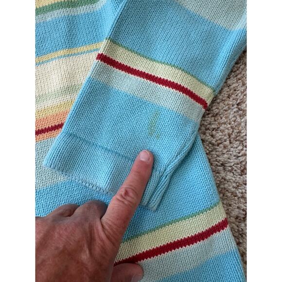 LAUREN, RALPH LAUREN Women's 100% Cotton Sweater, Size Lg; Colorful Stripes - Picture 11 of 11